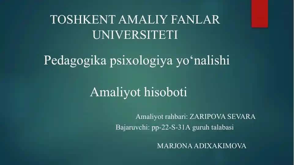Amaliyot hisoboti