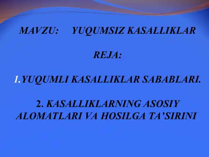 Noinfeksion kasalliklar haqida