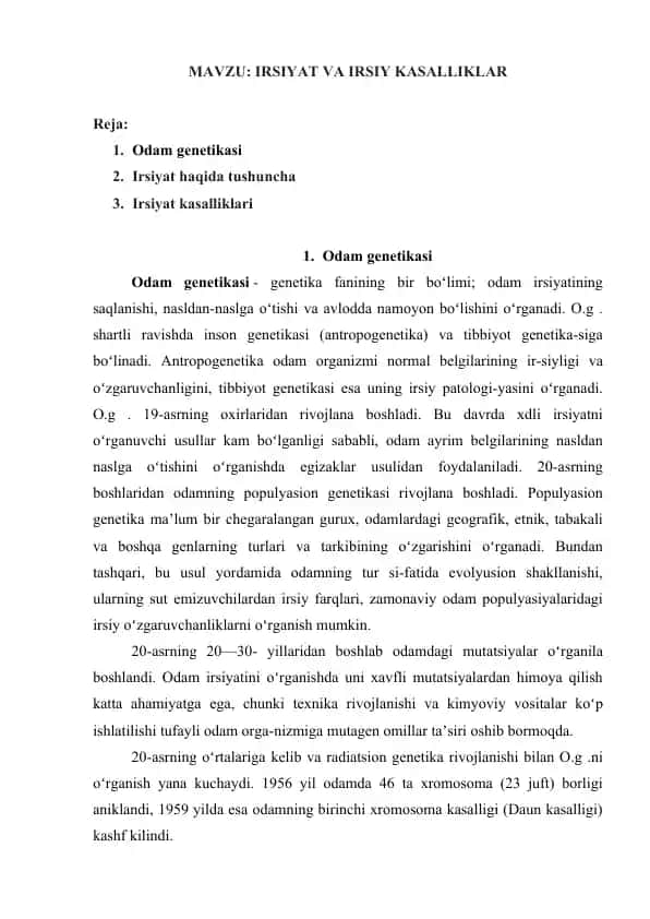 Odam genetikasi