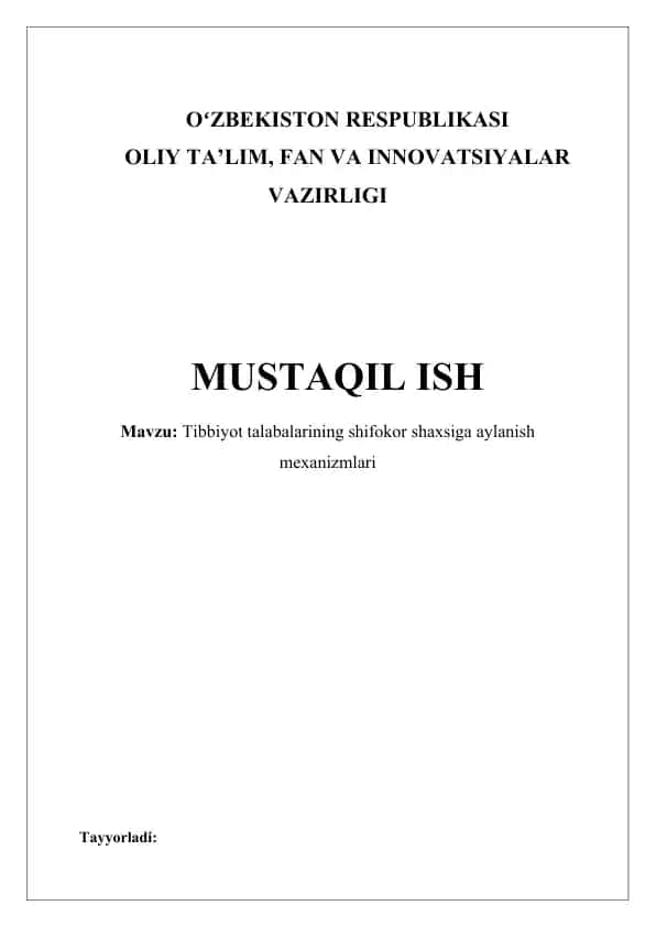 Tibbiyot talabalarining shifokor shaxsiga aylanish mexanizmlari