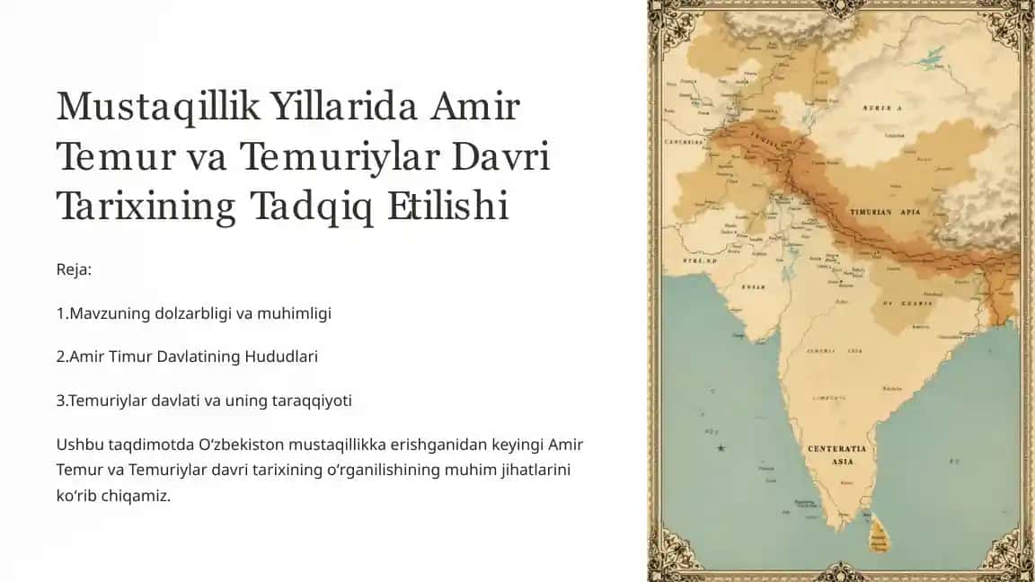 Mustaqillik Yillarida Amir Temur va Temuriylar Davri Tarixining Tadqiq Etilishi