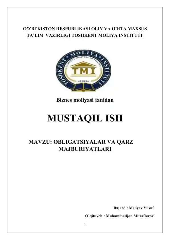 OBLIGATSIYALAR VA QARZ MAJBURIYATLARI