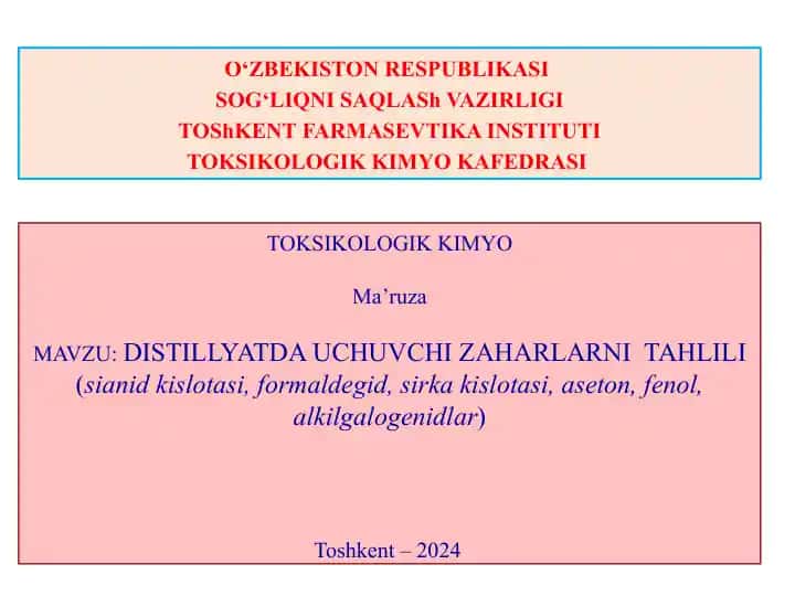 TOKSIKOLOGIK KIMYO