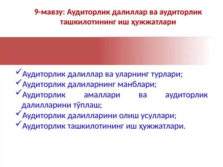 Аудиторлик далиллари