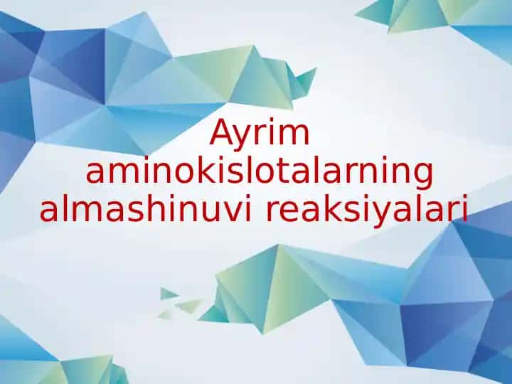 Aminokislotalarning alamshinuvireaksiyalari