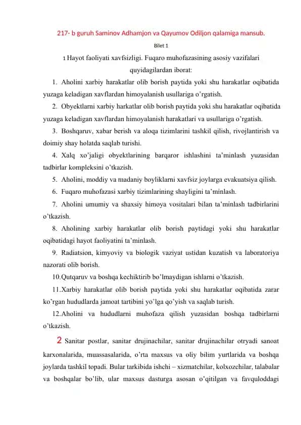 Hayot faoliyati xavfsizligi