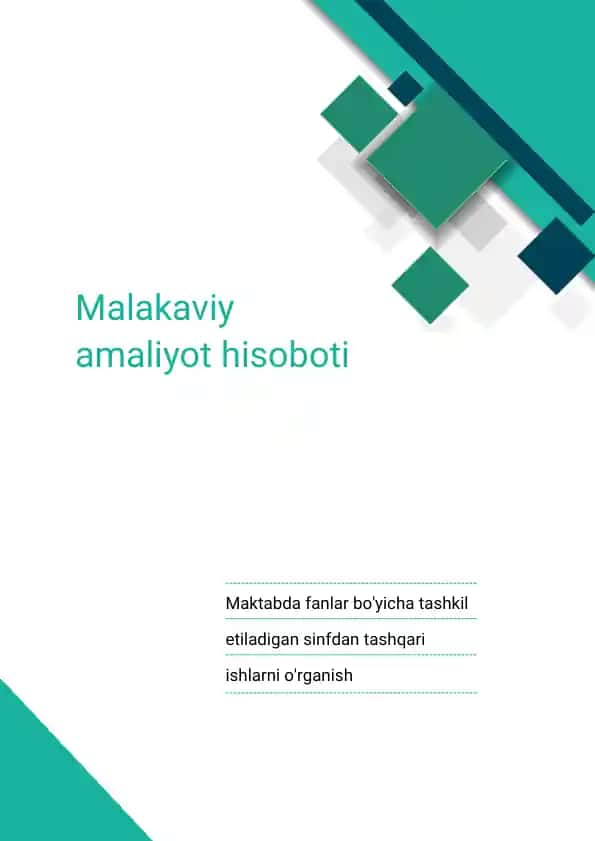 Malakaviy amaliyot hisoboti
