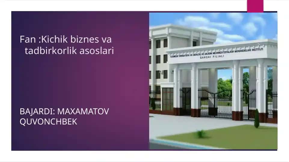 Kichik biznes va tadbirkorlik faoliyati subektlari