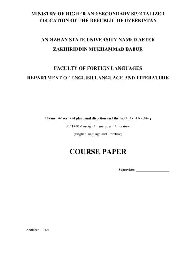 Adverbs of place and direction and the methods of teaching