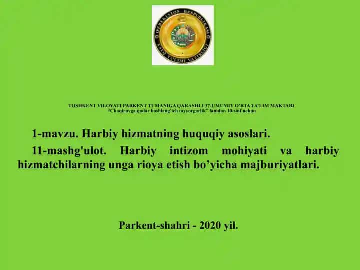 Chaqiruvga qadar boshlang’ich tayyorgarlik