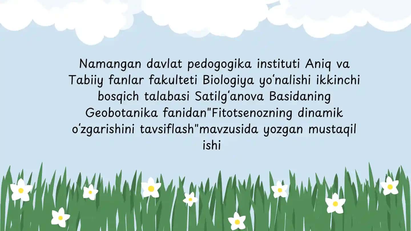 Fitotsenozning dinamik oʻzgarishini tavsiflash