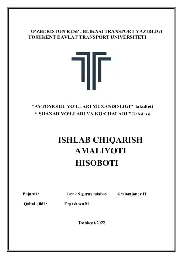 Ishlab chiqarish hisoboti