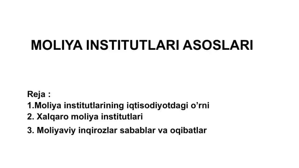 Moliya institutlari asoslari