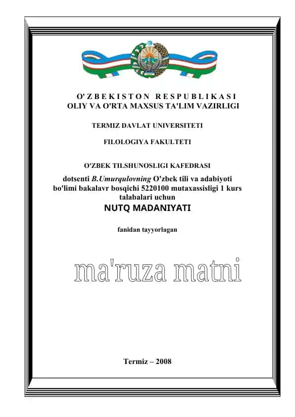 Nutq madaniyati va uslubiyati