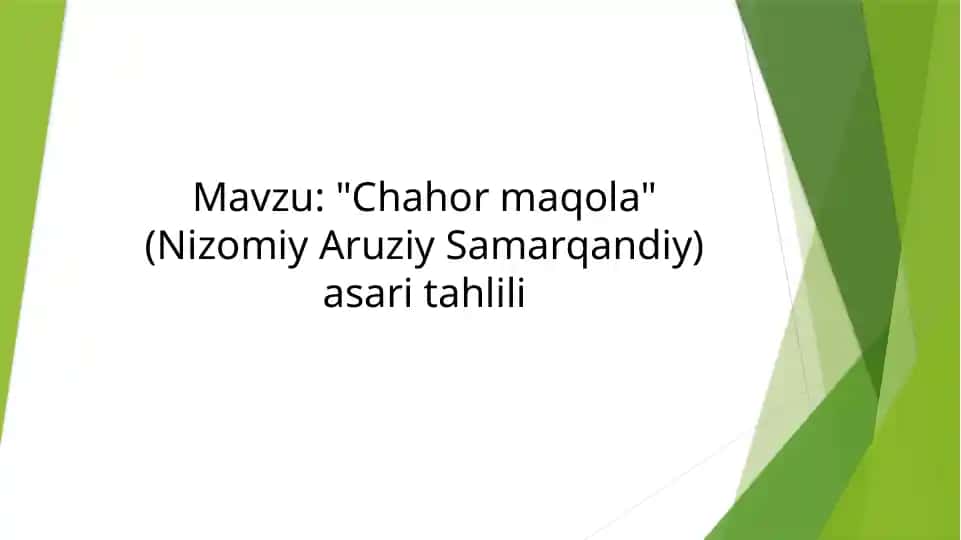 "Chahor maqola" asari tahlili