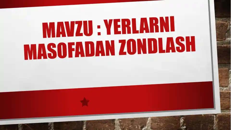 Yerni masofadan zondlash investitsiya loyihasi