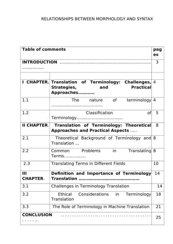 RELATIONSHIPS BETWEEN MORPHOLOGY AND SYNTAX