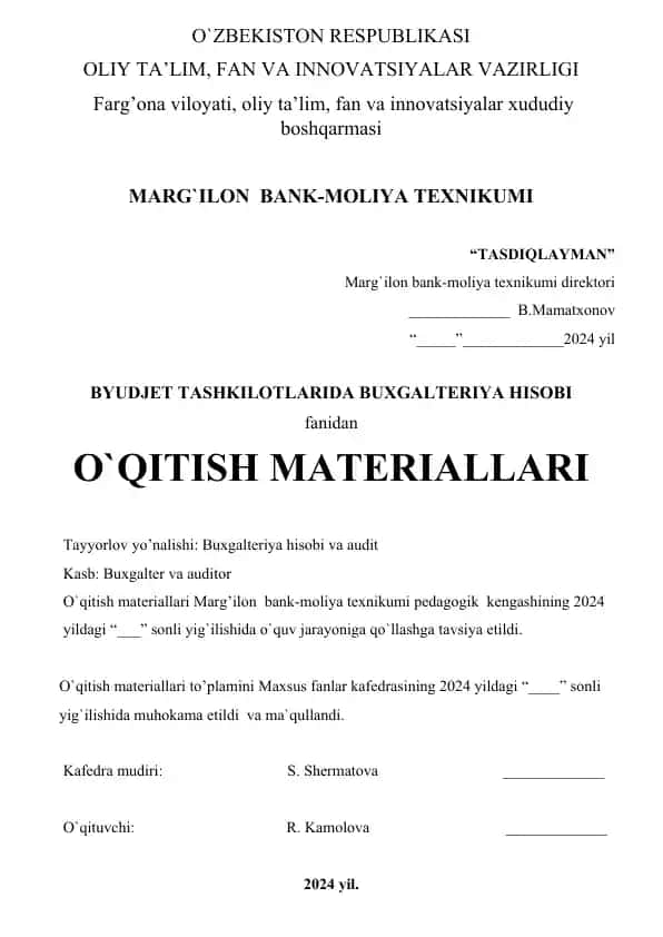 O`QITISH MATERIALLARI