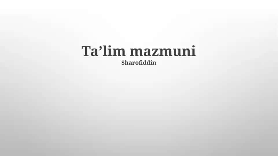 Ta'lim mazmuni