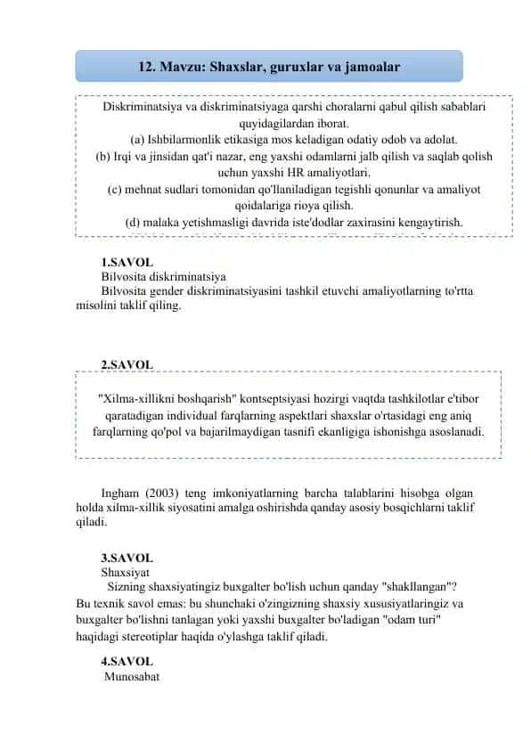 Gender Diskriminatsiyasi va Xilma-Xillik Siyosati
