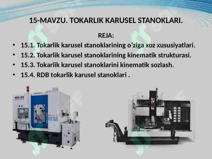 TOKARLIK KARUSEL STANOKLARI.