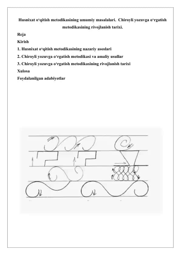 Husnixat o‘qitish metodikasi
