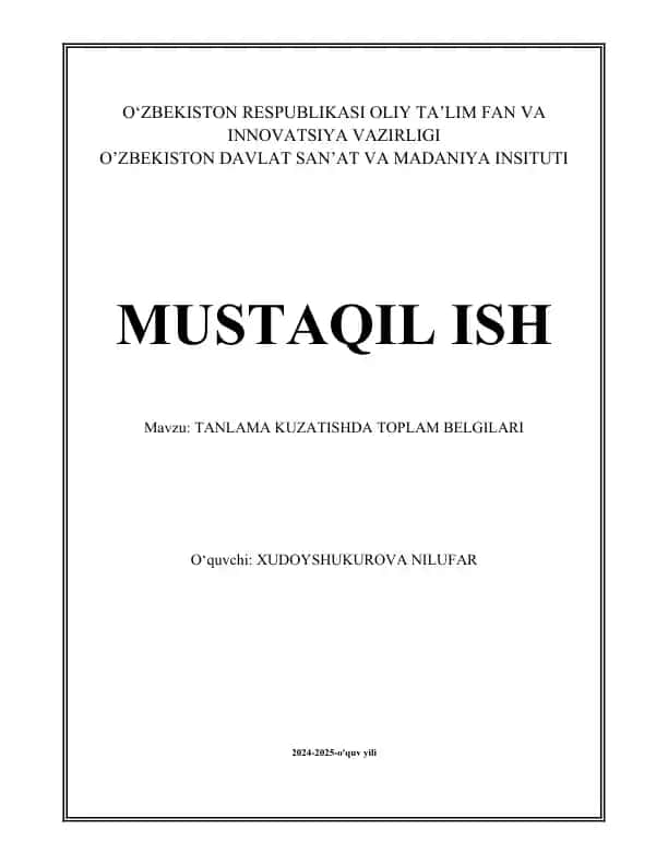 Tanlama kuzatishda toplam belgilari