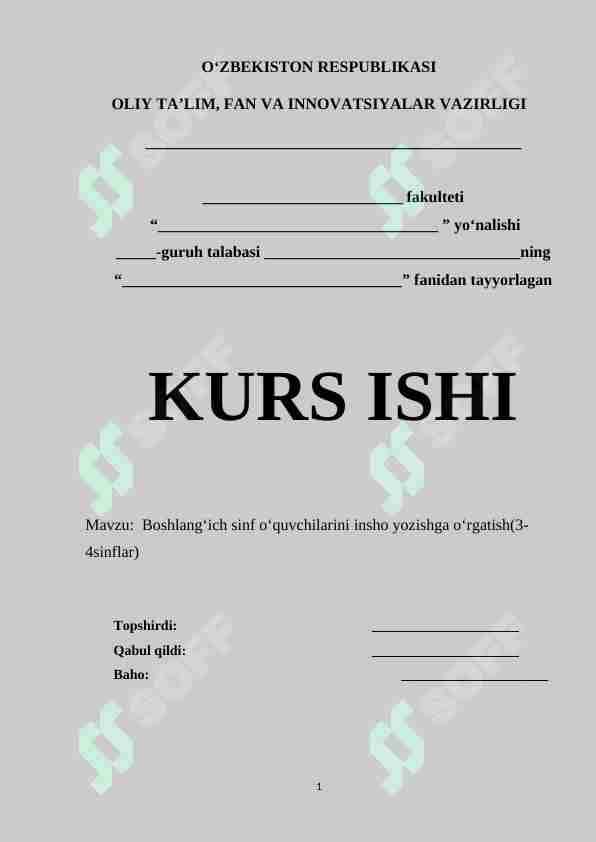 Boshlang‘ich sinf o‘quvchilarini insho yozishga o‘rgatish(3-4sinflar)