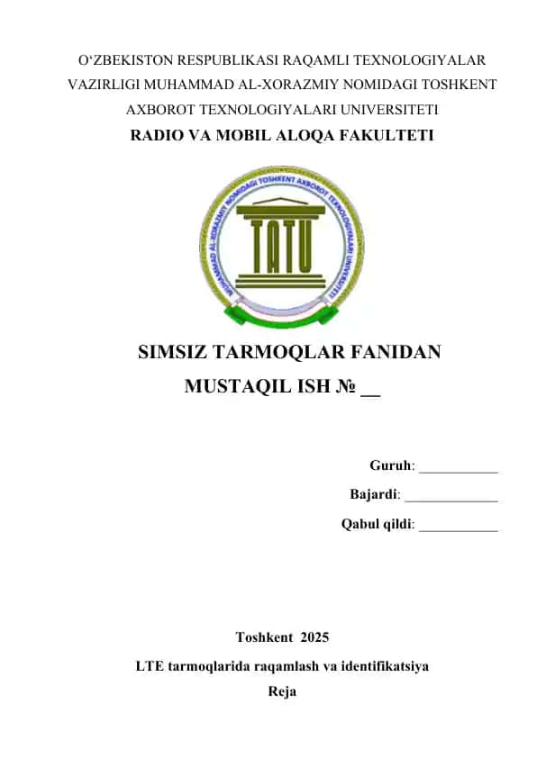 LTE tarmoqlarida raqamlash va identifikatsiya