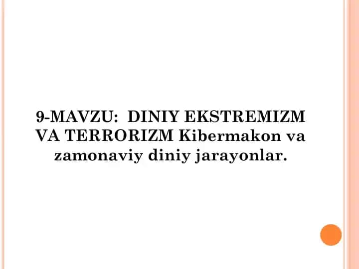 Diniy Ekstremizm va Terrorizm