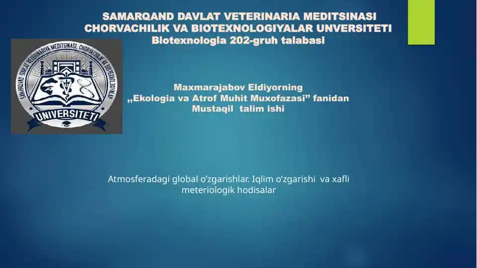 Atmosferadagi Global Ekologik Muammolar