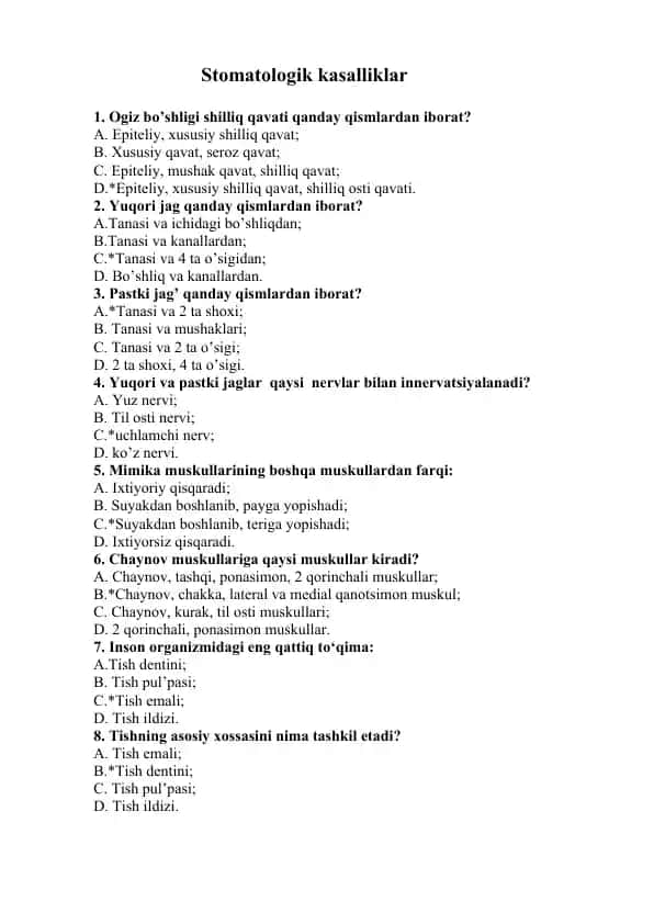 Stomatologik kasalliklar
