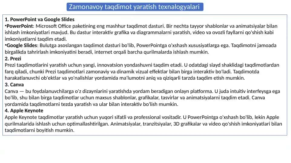 PowerPoint va Google Slides