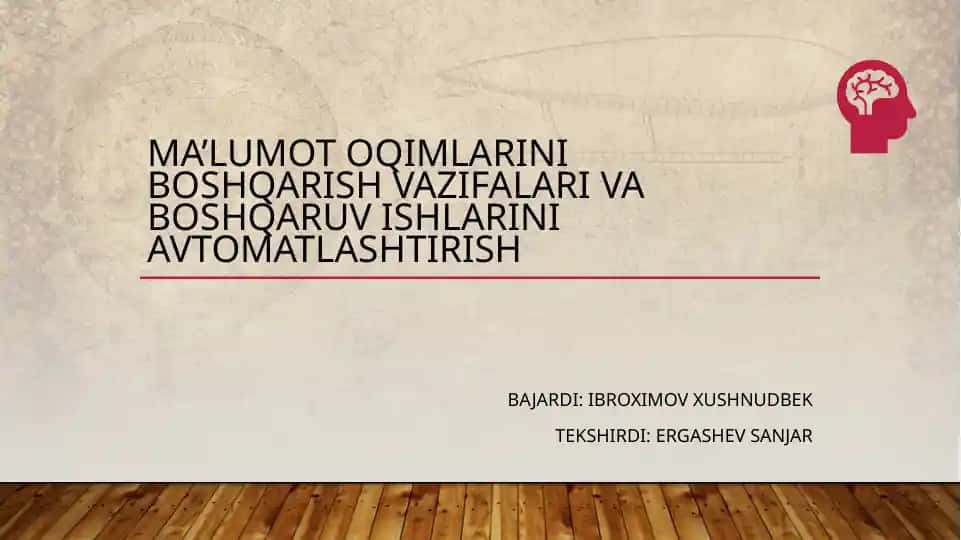 Ma’lumotlarni boshqarish va boshqaruvni avtomatlashtirish
