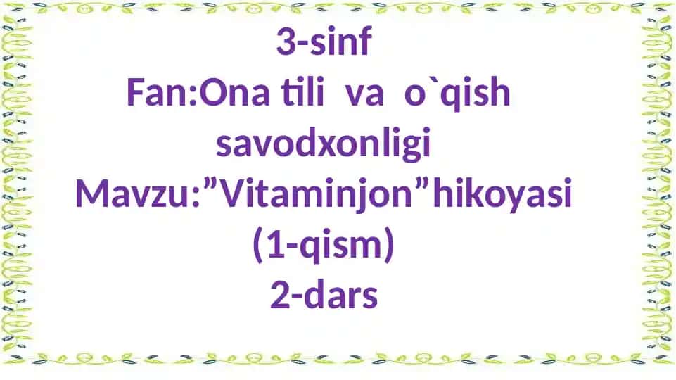 "Vitaminjon" hikoyasi