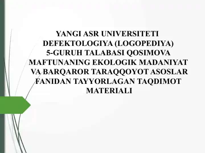 O'SIMLIK DUNYOSINI HIMOYA QILISH