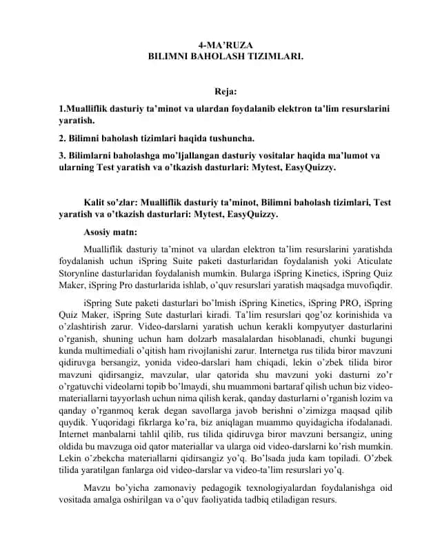 Bilimni Baholash Tizimlari