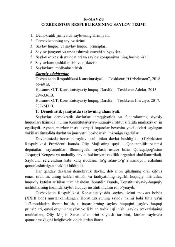 Saylov tizimi haqida ma'lumotlar