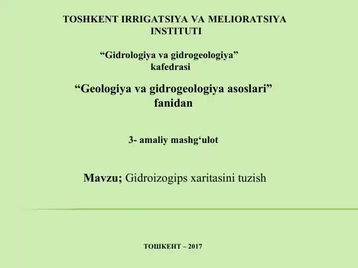 Gidroizogips xaritasini tuzish