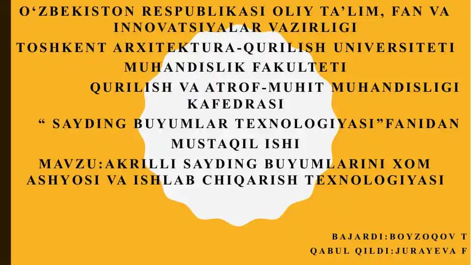 Akrilli Saydinglar va Ishlab Chiqarish Texnologiyasi