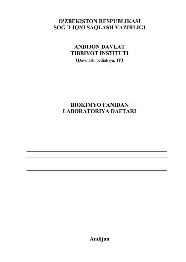 BIOKIMYO FANIDAN LABORATORIYA DAFTARI