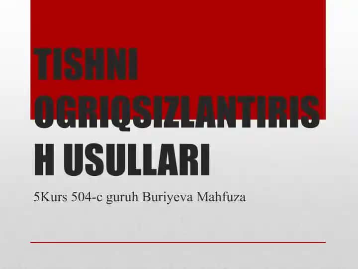 TISHNI OGRIQSIZLANTIRISH USULLARI