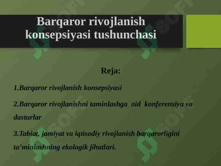 Barqaror rivojlanish konsepsiyasi tushunchasi