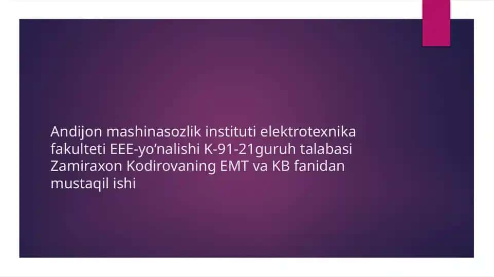 O’zgaruvchan tok motorlarini tabiiy va suniy tavsiflarini taxlil qiiish