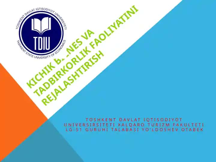 Kichik biznes va tadbirkorlik faoliyatini rejalashtirish