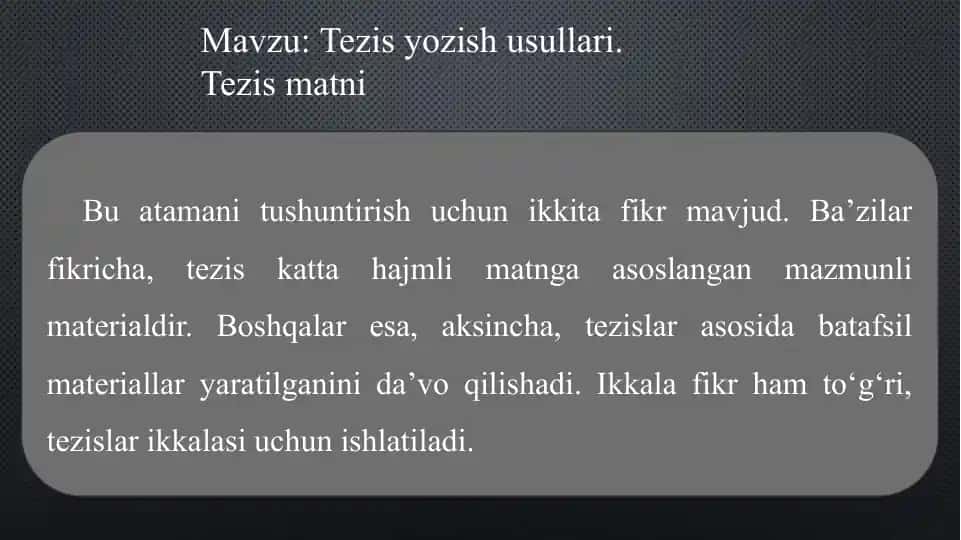 Tezis yozish usullari