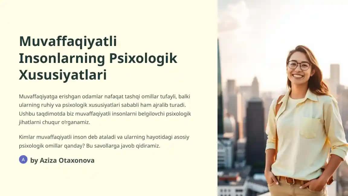 Muvaffaqiyatli Insonlarning Psixologik Xususiyatlari