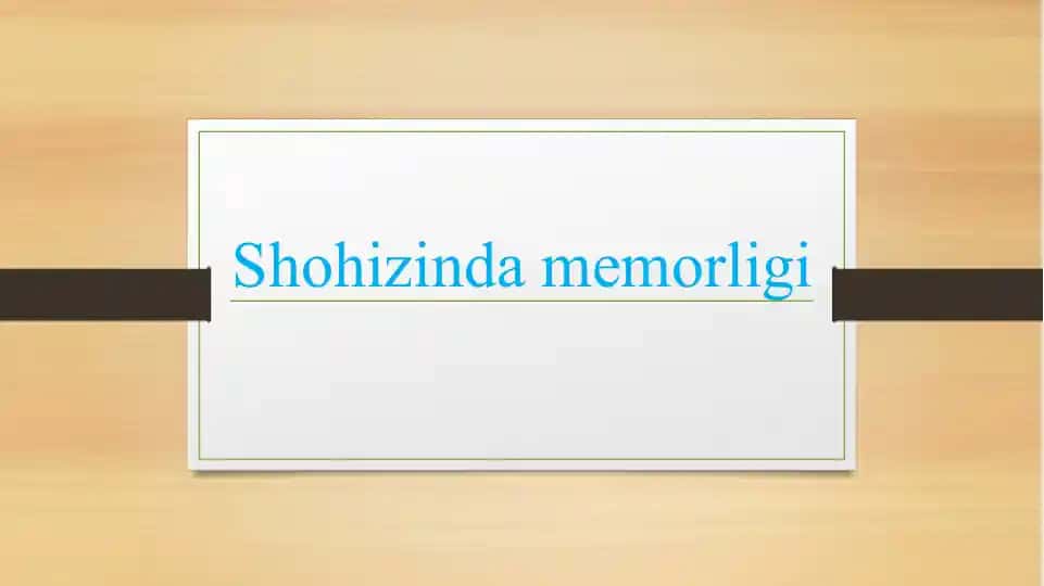 Shohi Zinda majmuasi taqdimoti