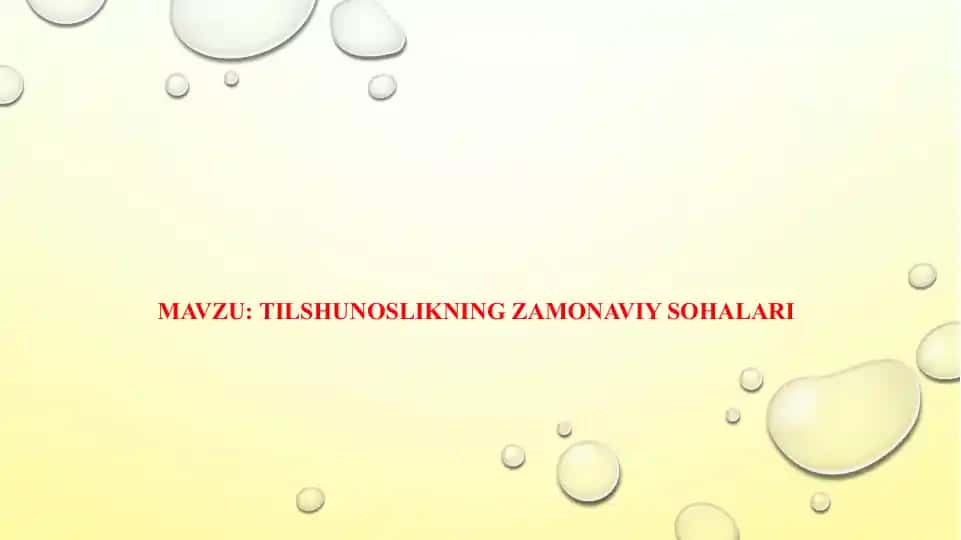 TILSHUNOSLIKNING ZAMONAVIY SOHALARI