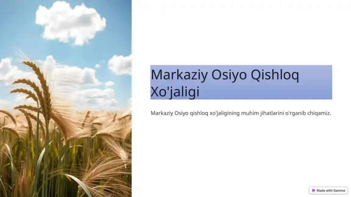 Markaziy Osiyo Qishloq Xo'jaligi